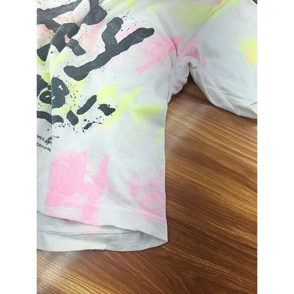 Vintage Signal Mega Tee Cropped Tie Dye Shirt Women's Neon Pink Yellow Crazy 90s - Picture 7 of 10